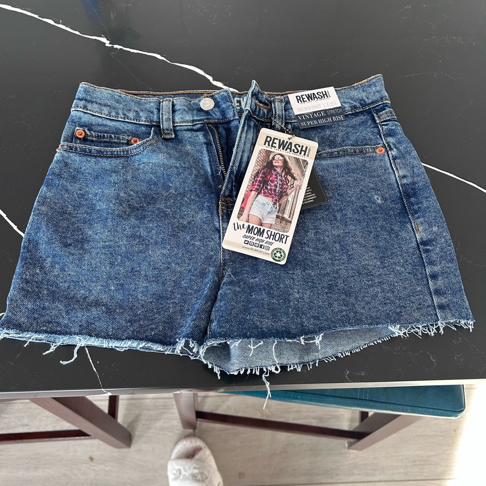 NWT Rewash Super High Rise Mom Shorts Acid Wash Blue Denim Vintage/Y2K Style